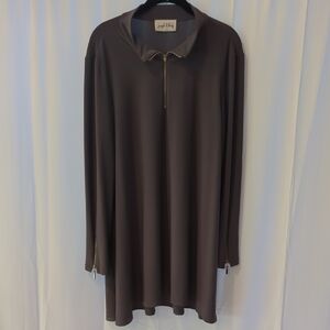 Joseph Ribkoff Chocolate Long Sleeve Top with Zipper